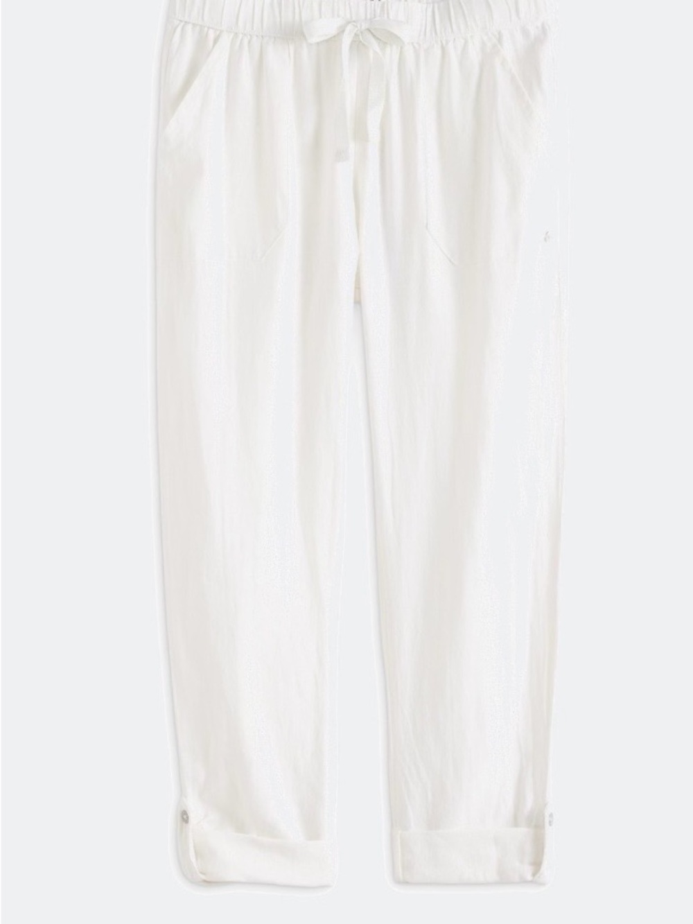 Roxy White Linen-blend Drawstring Pants